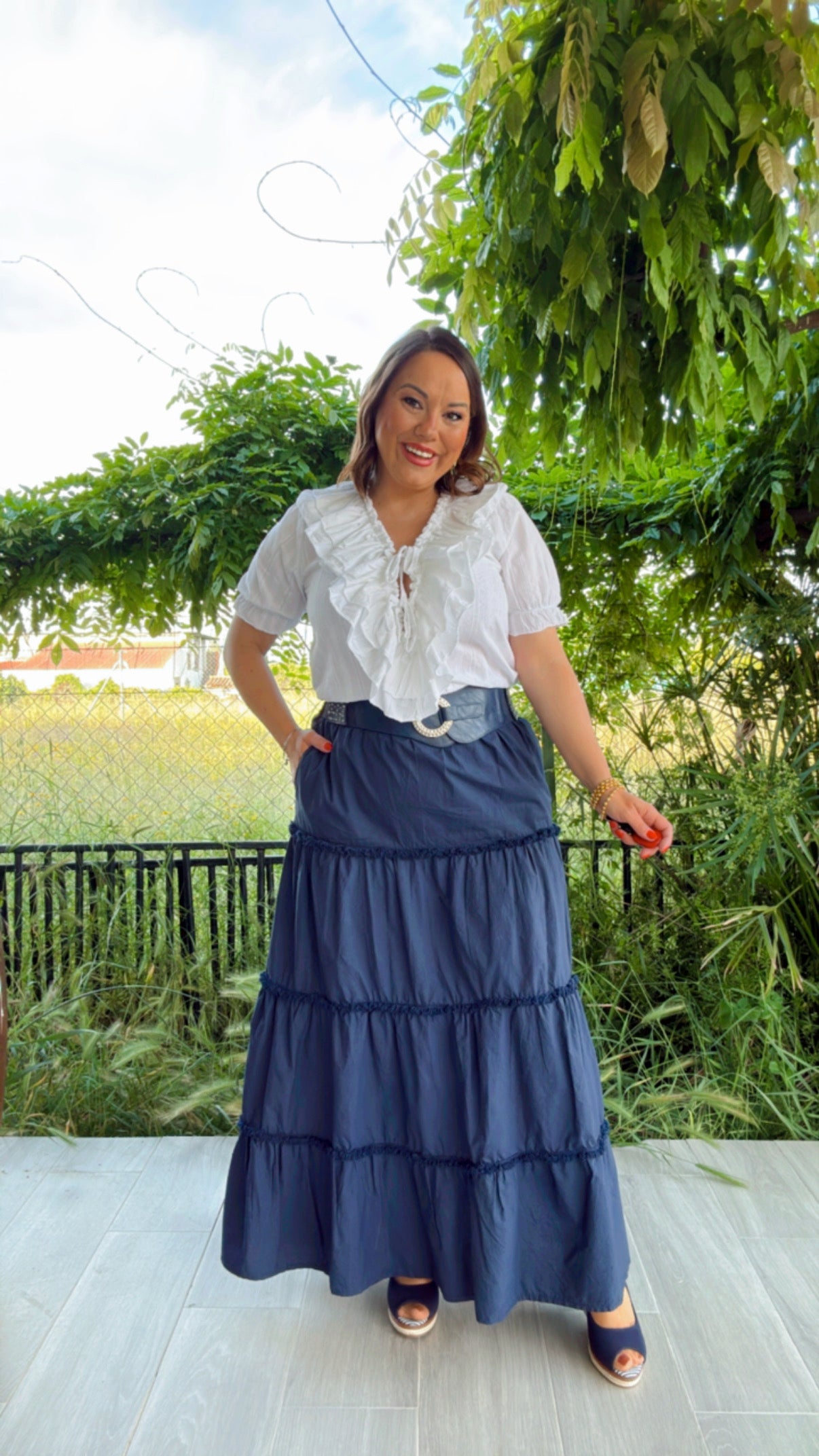 Falda Larga Azul Marino