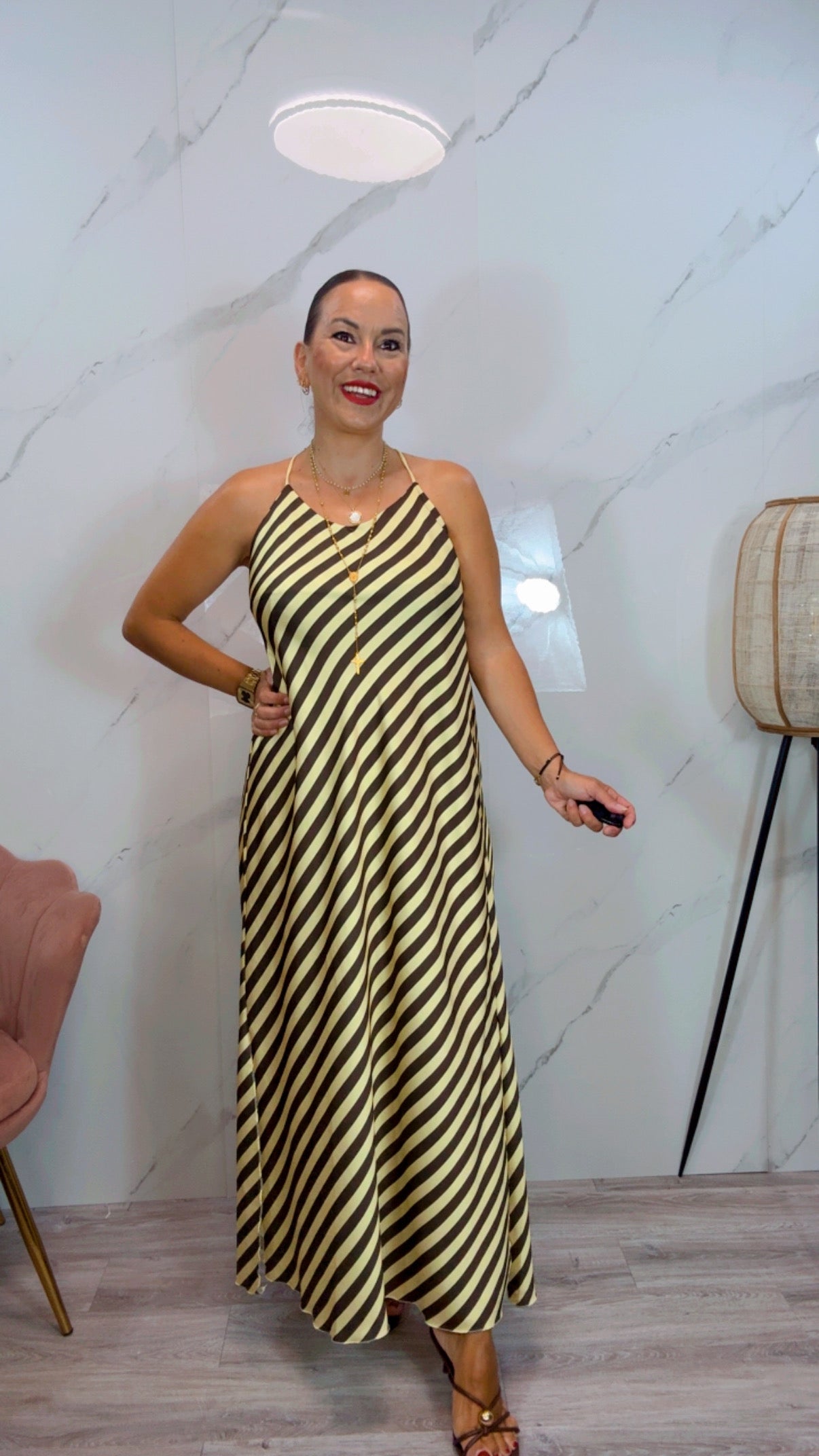 Vestido Almería Marrón y Amarilla