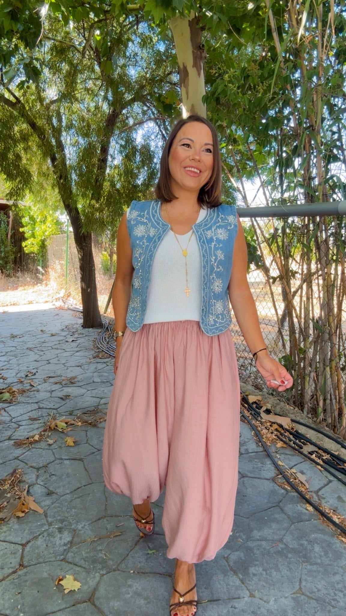 Pantalón Bombacho Rosa Empolvado