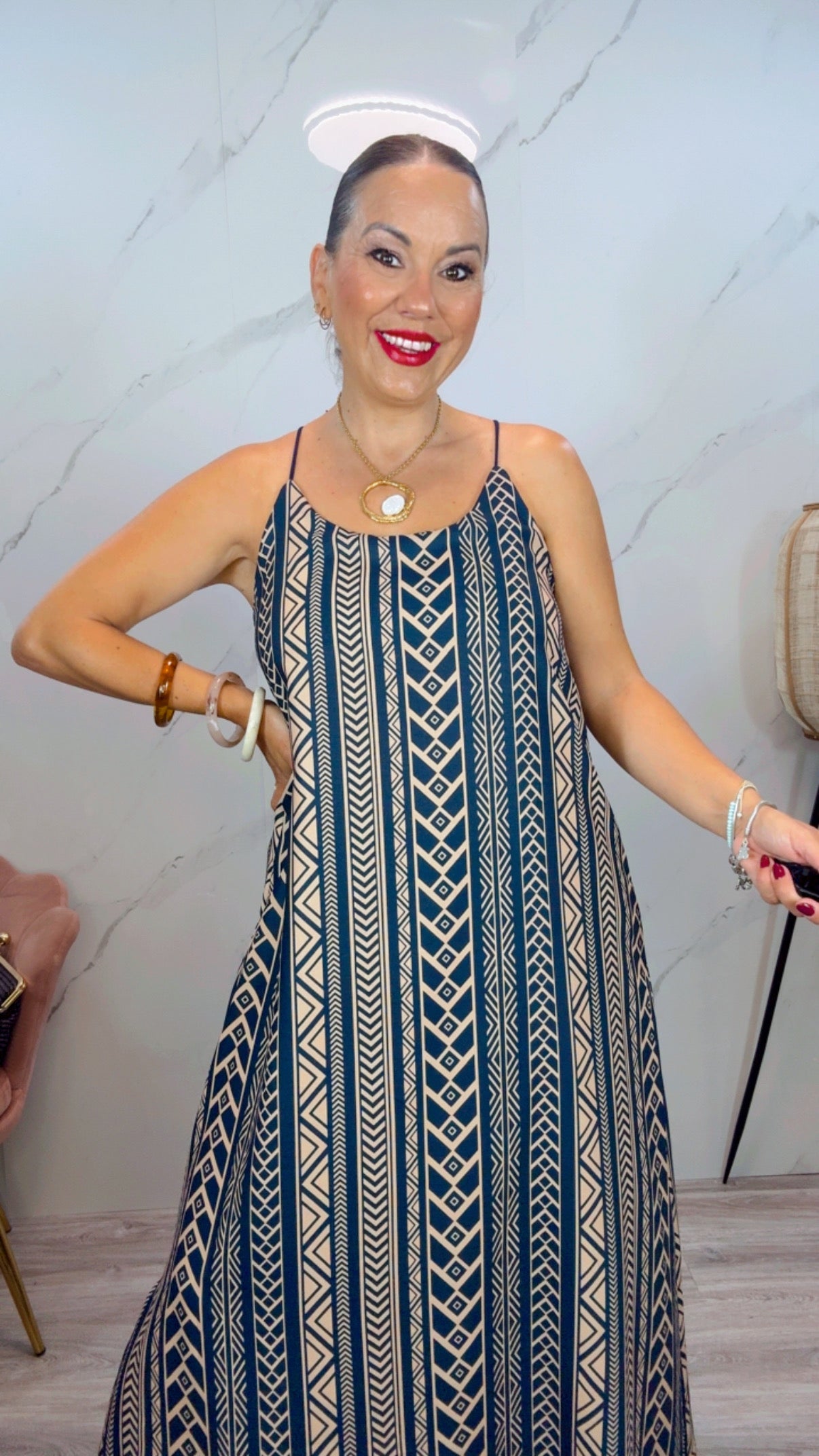 Vestido Étnico Azul Marino