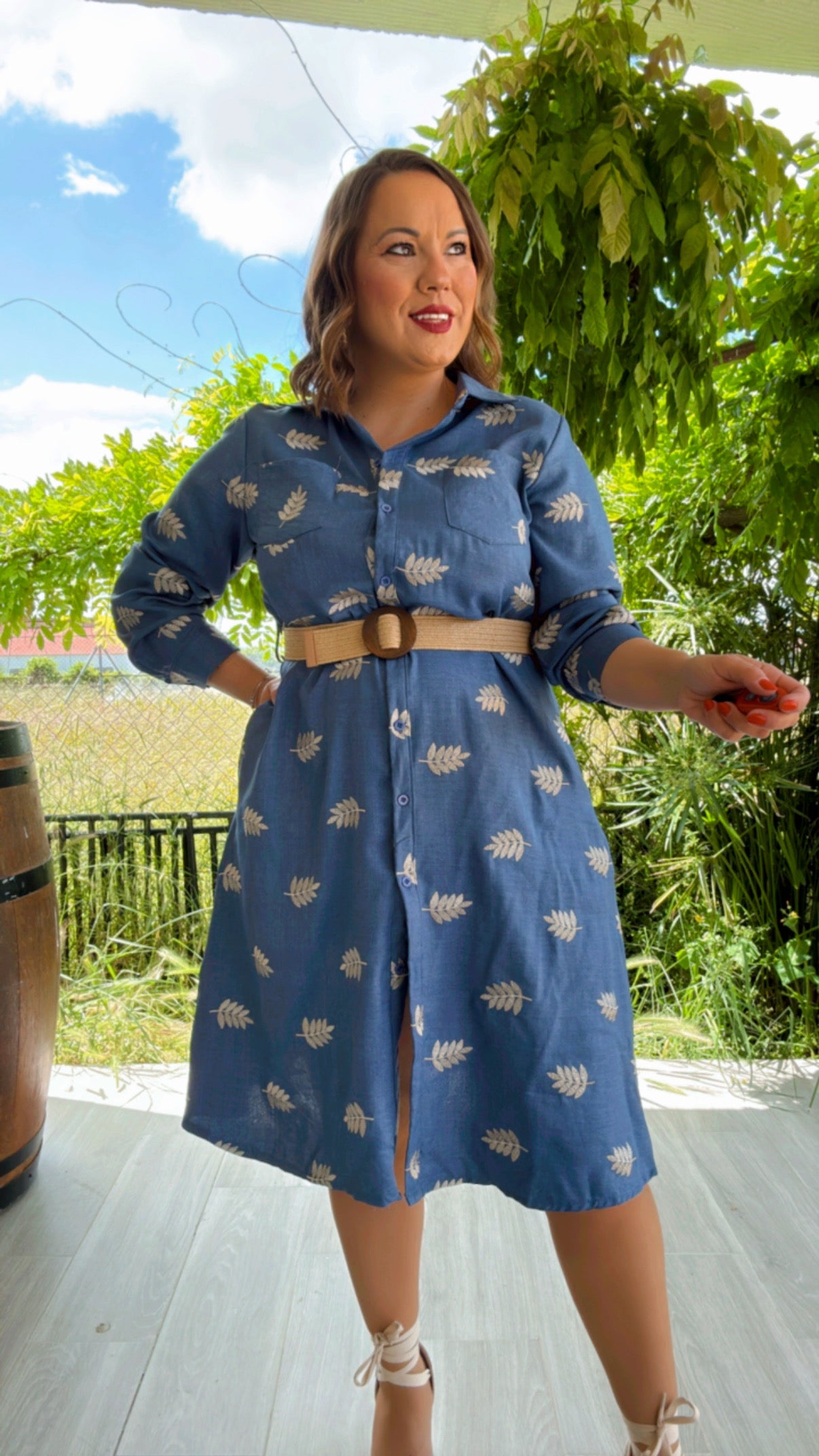Vestido Denim hojas