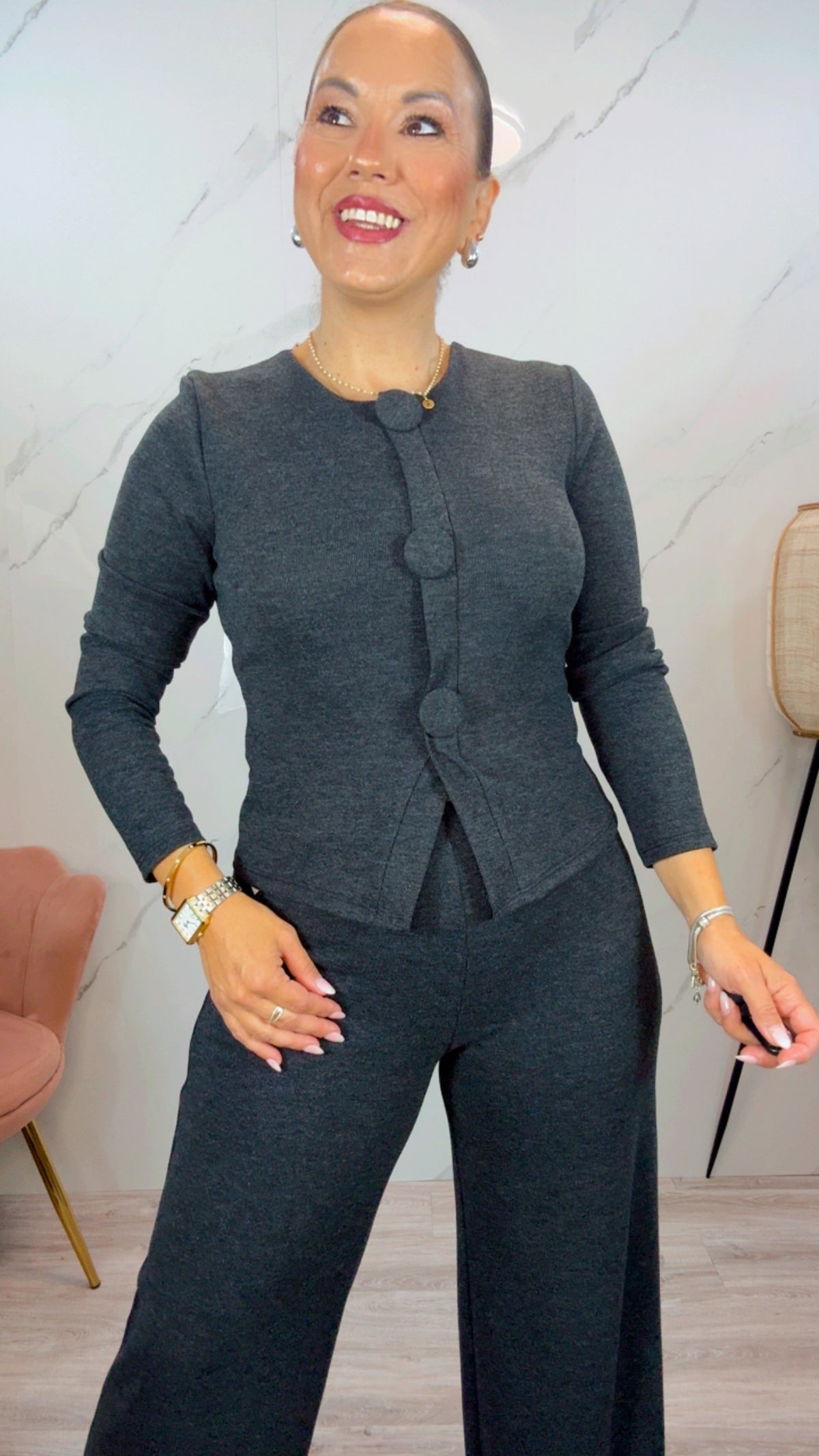 Conjunto Botón Negro Jaspeado
