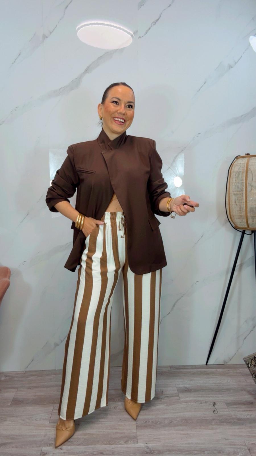 Pantalón Rayas Marrón