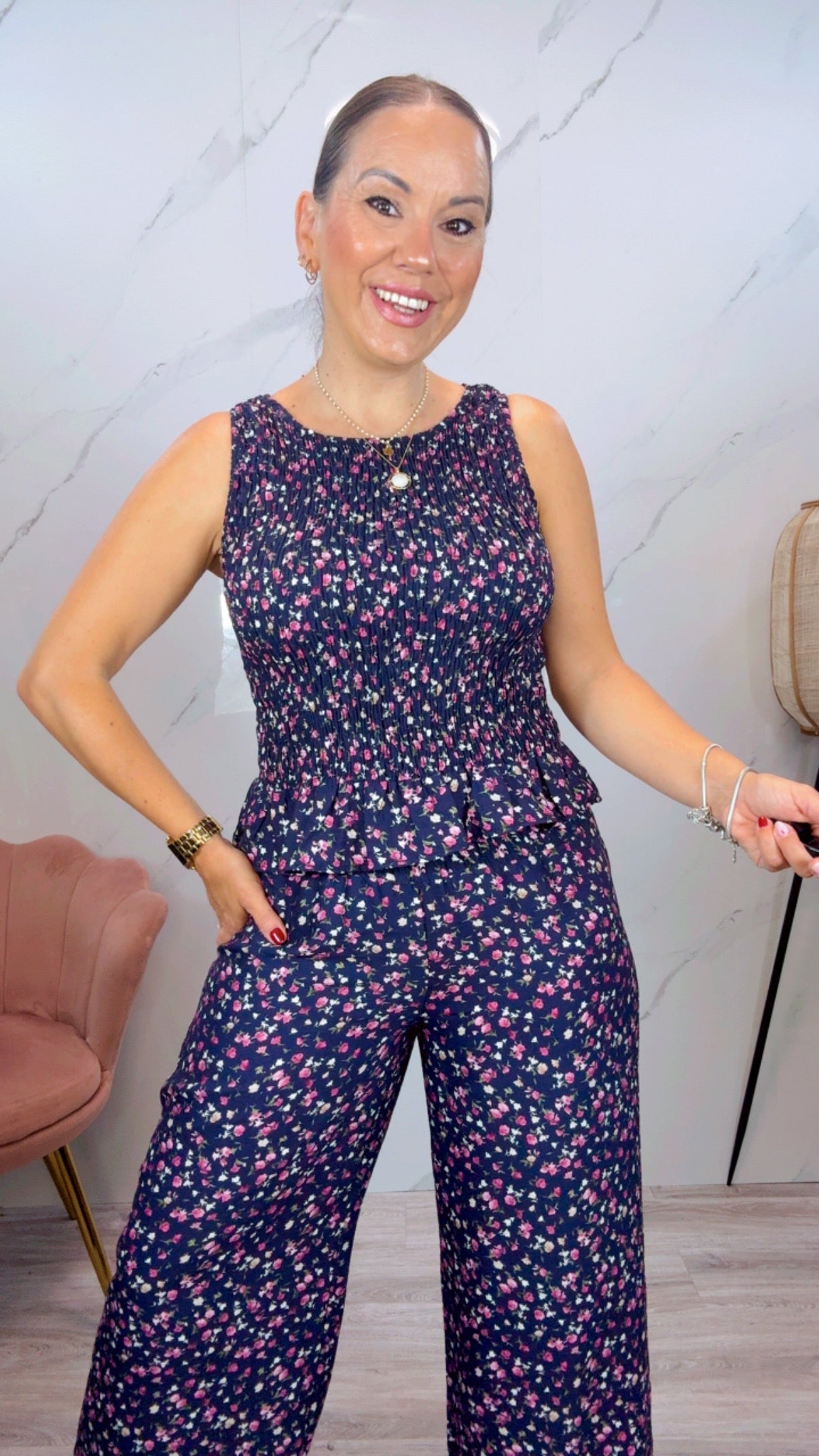 Conjunto Gardenia Azul Marino