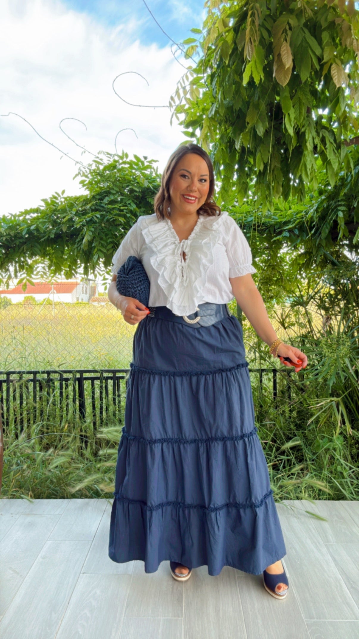 Falda Larga Azul Marino