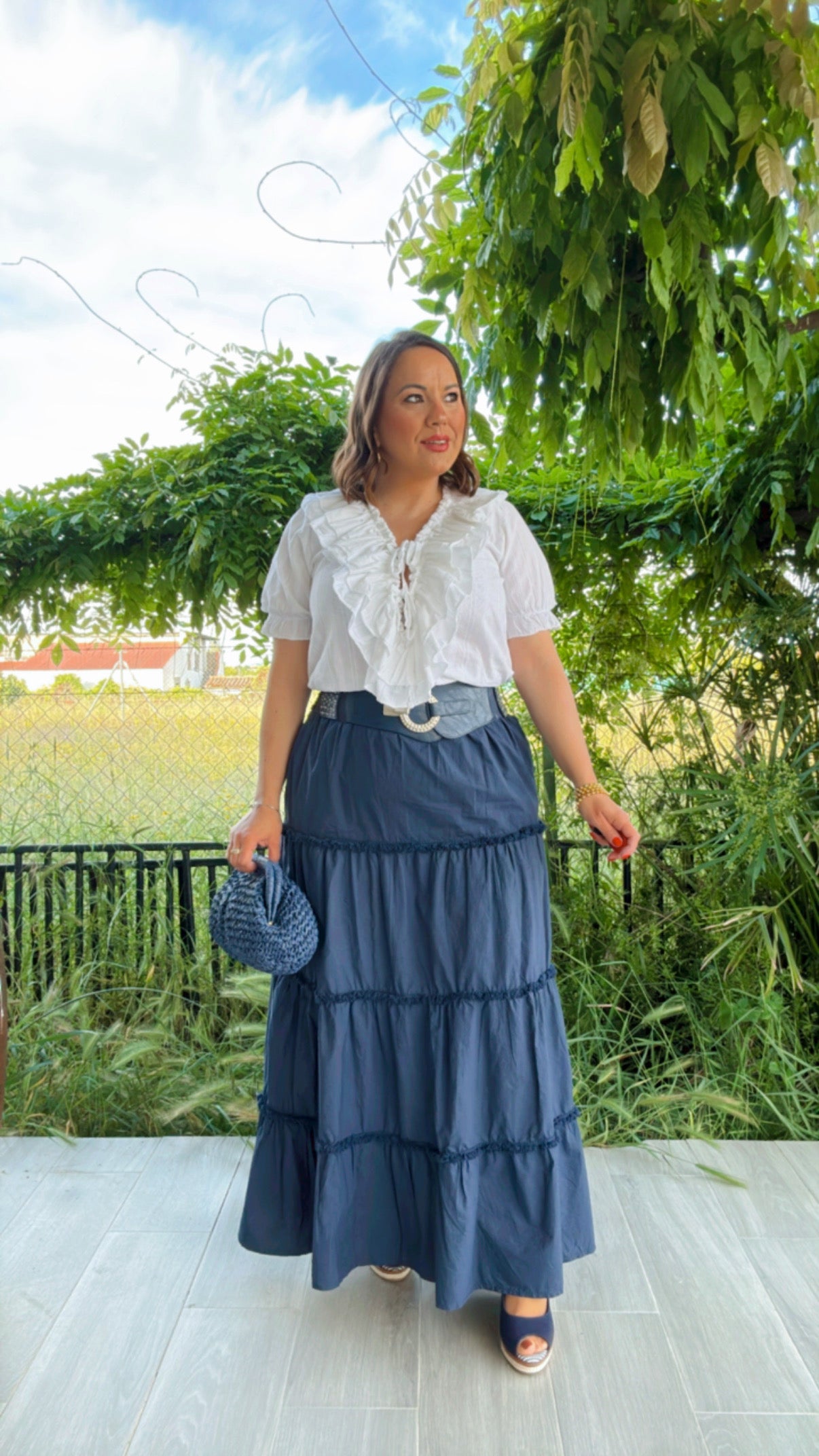 Falda Larga Azul Marino