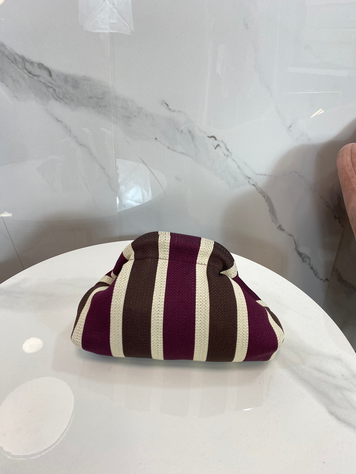 Bolso Mini Rayas Burdeos y Marrón