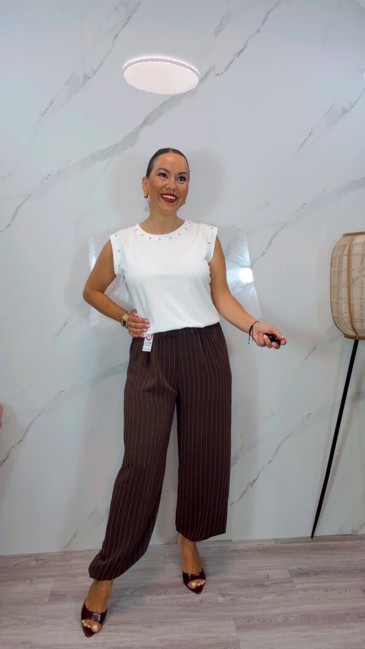 Pantalón Bombacho Raya diplomático marrón