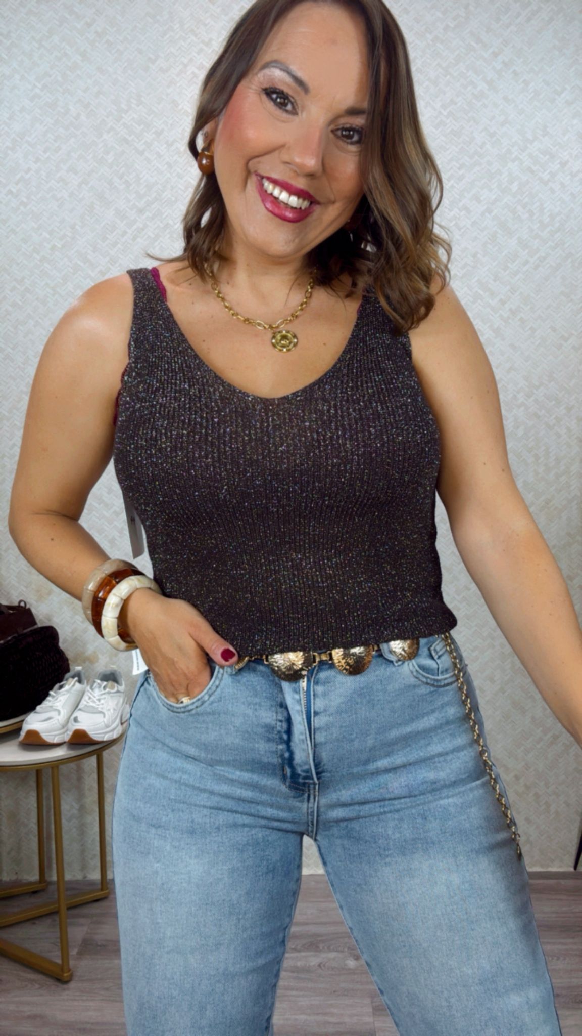 Top Hilo Marrón