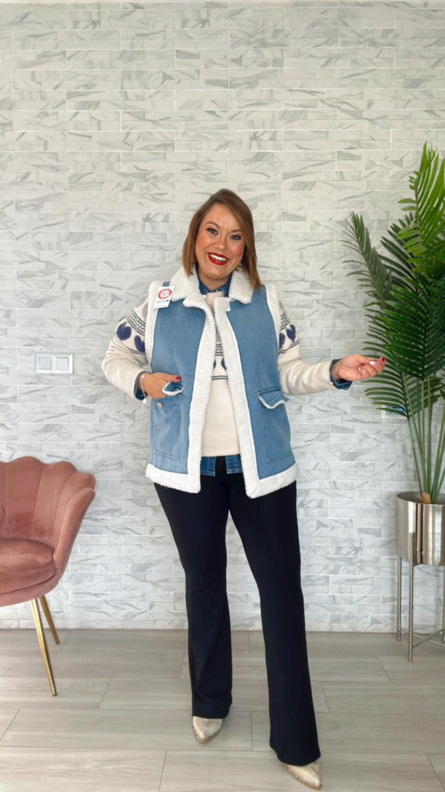 Chaleco Denim Borreguito