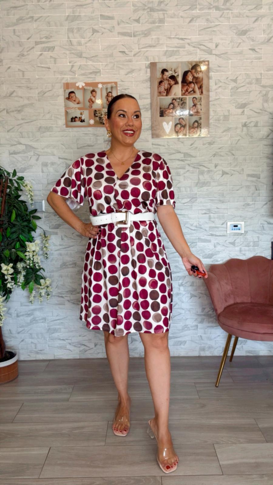 Vestido Topo Burdeos