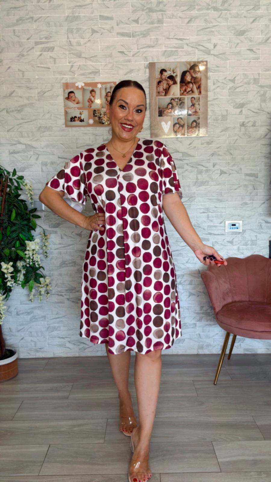 Vestido Topo Burdeos