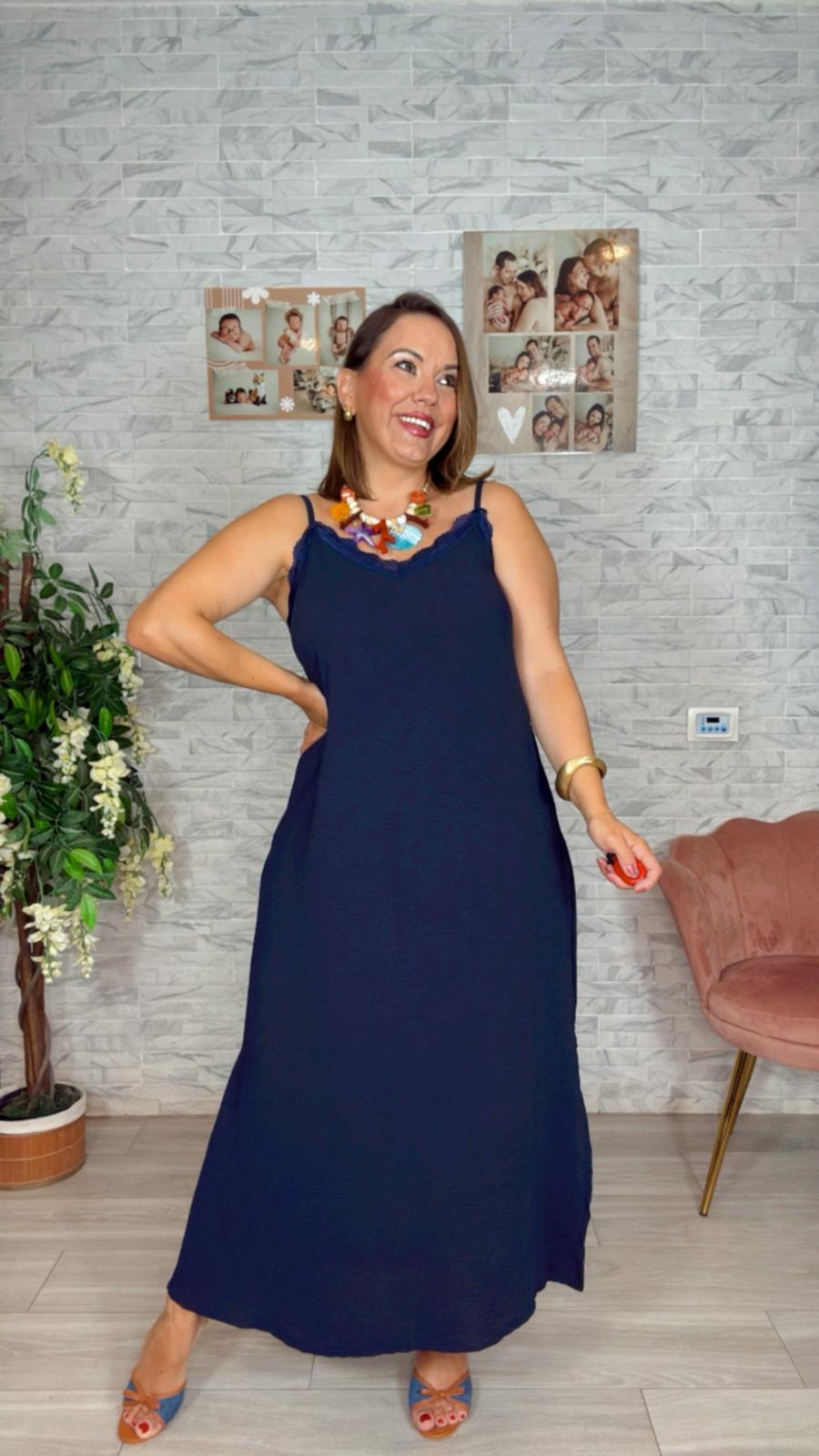 Vestido Lencero Azul Marino