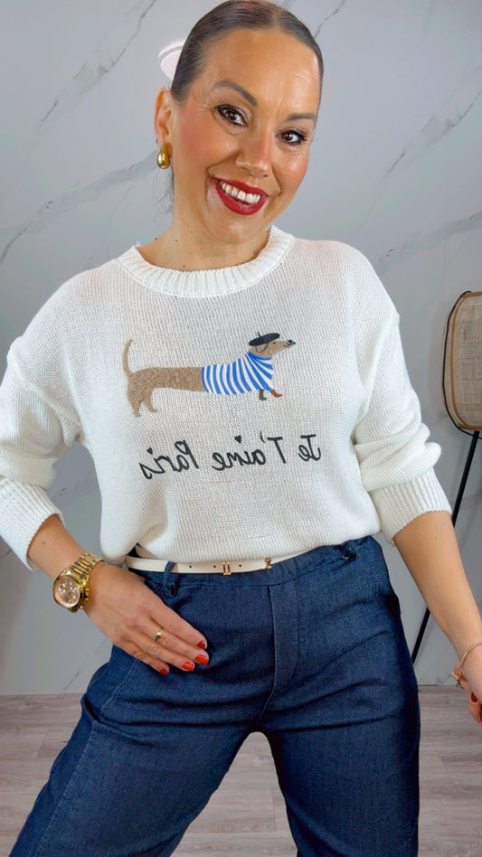 Jersey Hilo Perro blanco