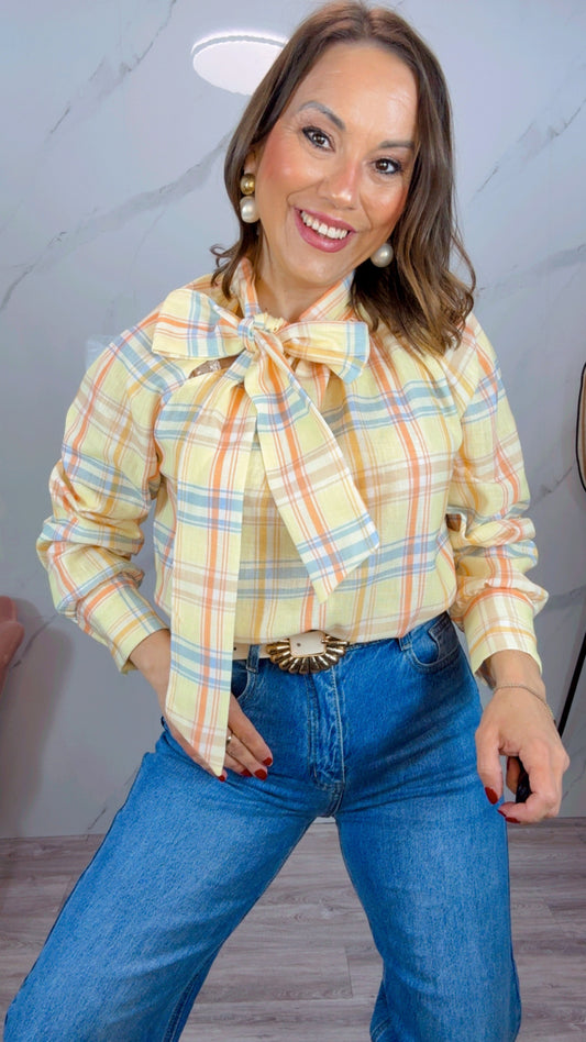 Blusa Lazo cuadros amarilla
