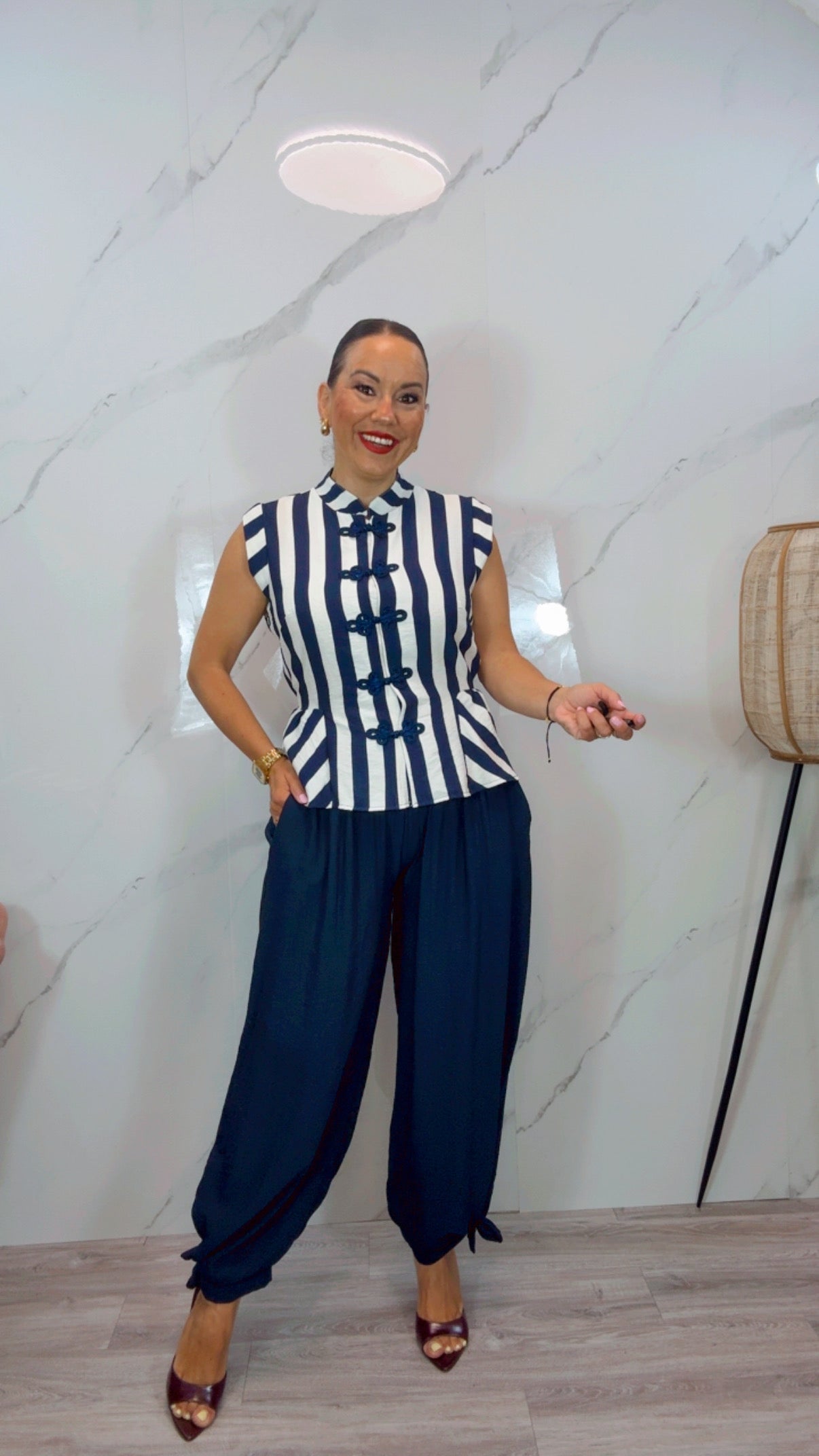 Pantalón Bombacho lazo Azul Marino