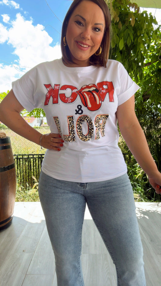 Camiseta Rock and Roll Blanca