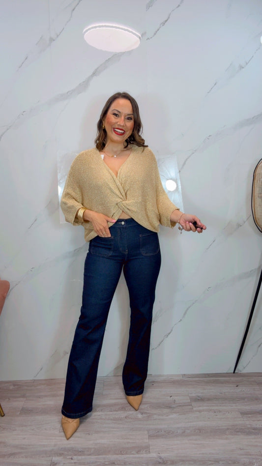 Pantalón Trenzado Denim Oscuro