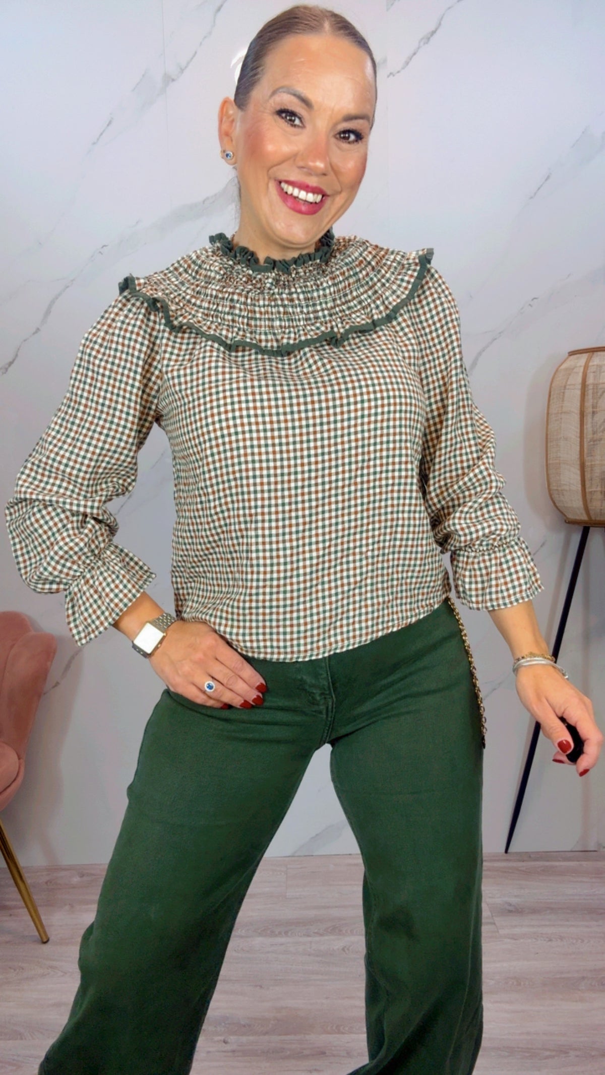 Camisa cuadro Vichy verde