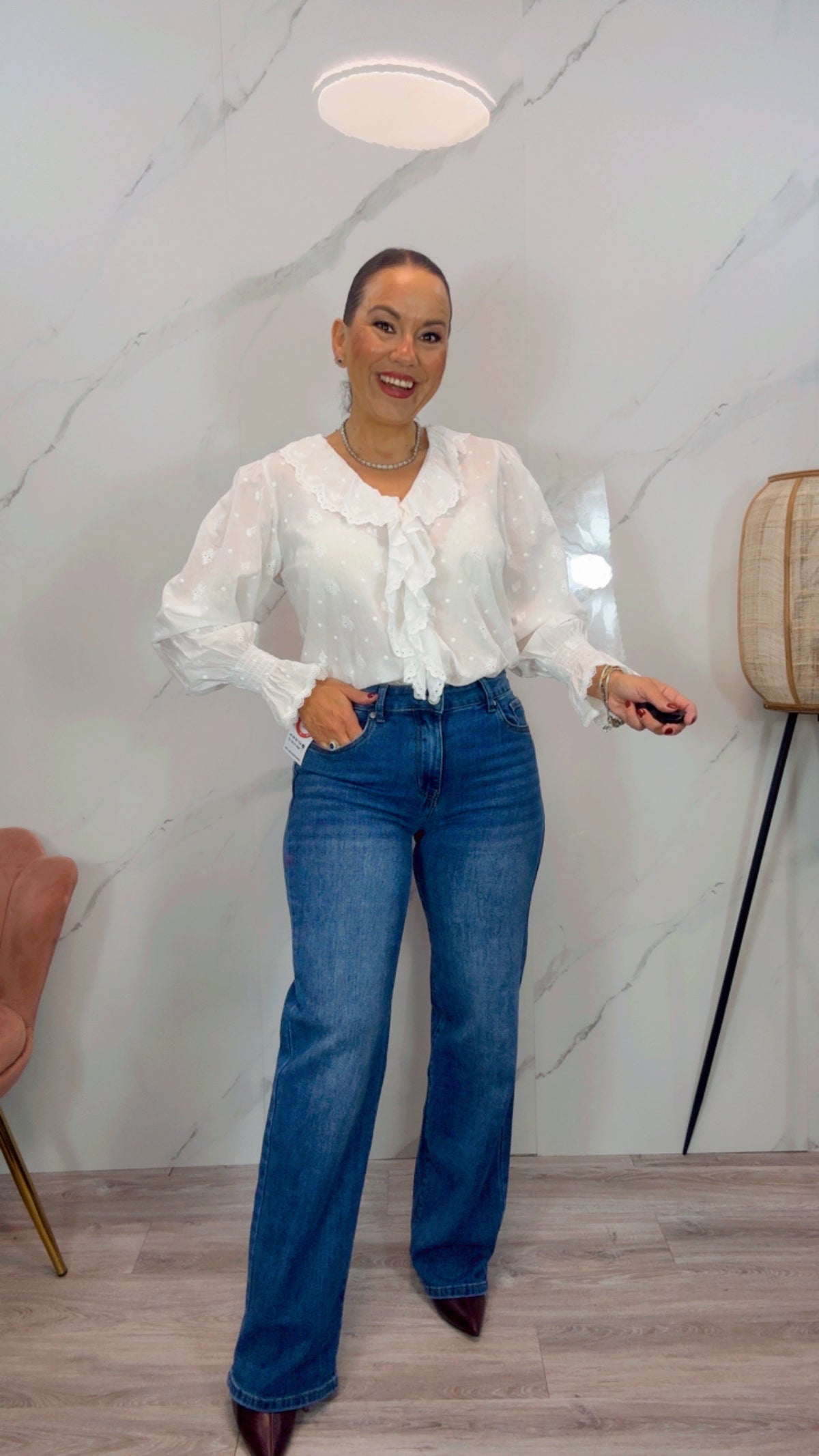 Pantalón Wide denim clero