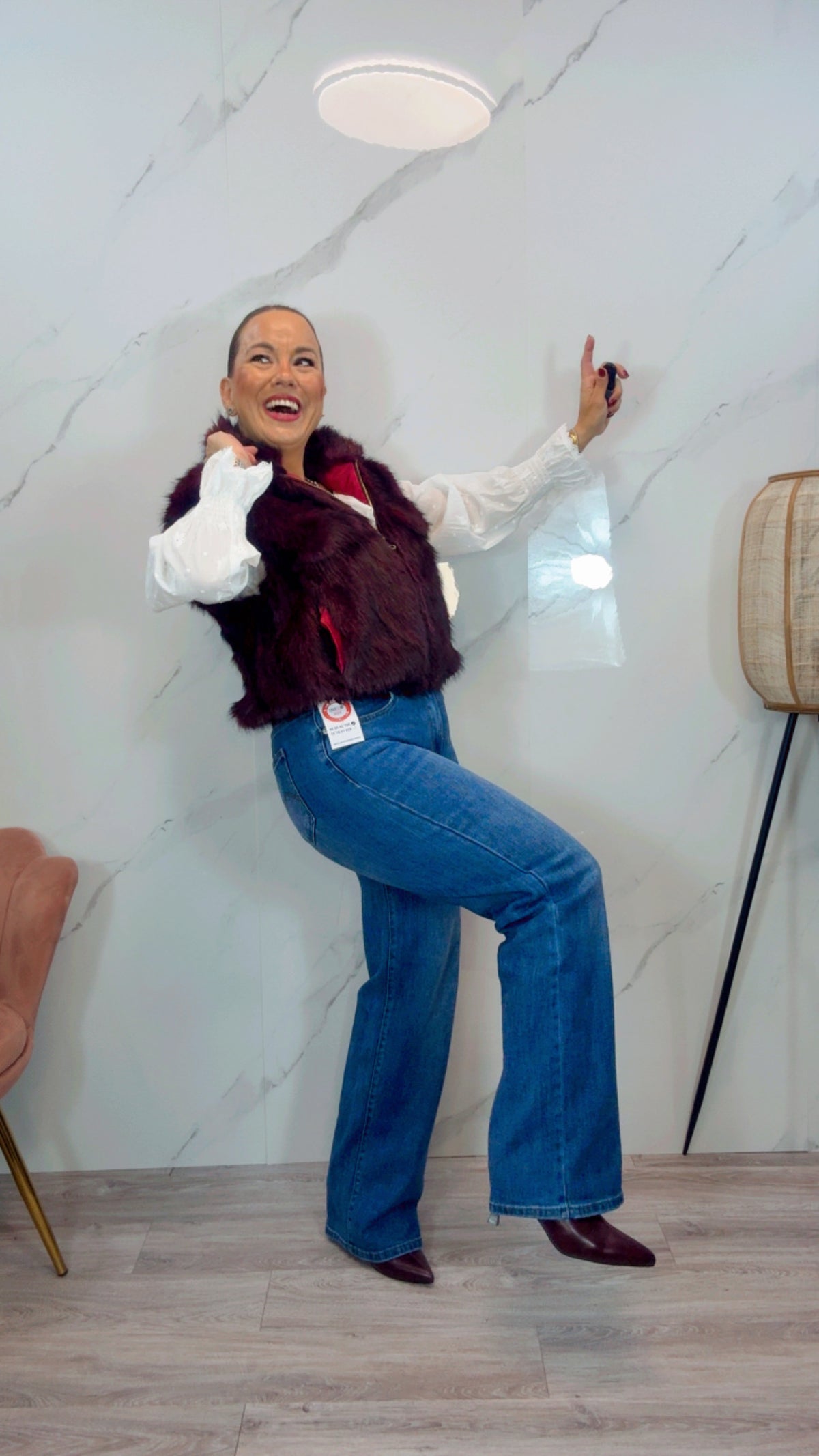 Pantalón Wide denim clero