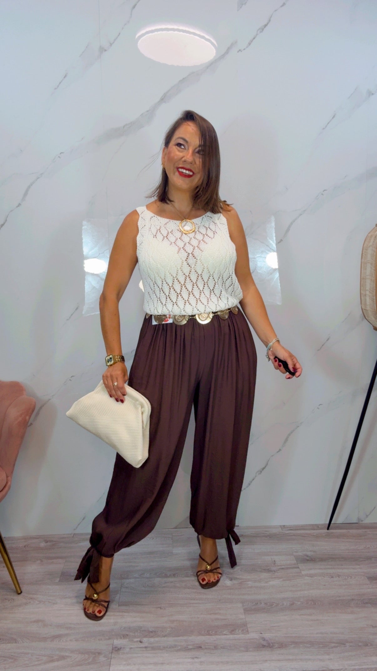 Pantalón Bombacho Lazo Marrón