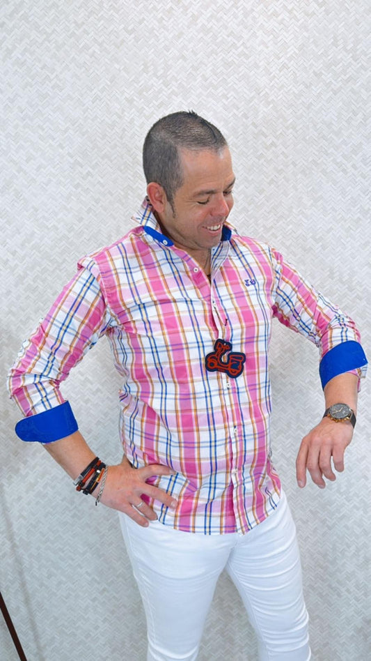 Camisa Cuadros Rosa y Azul