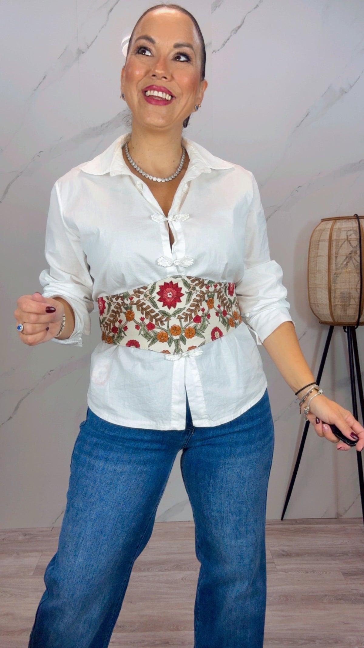 Fajín Ancho abrigue flores