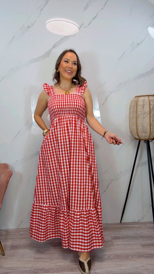 Vestido Cuadro vichy rojo