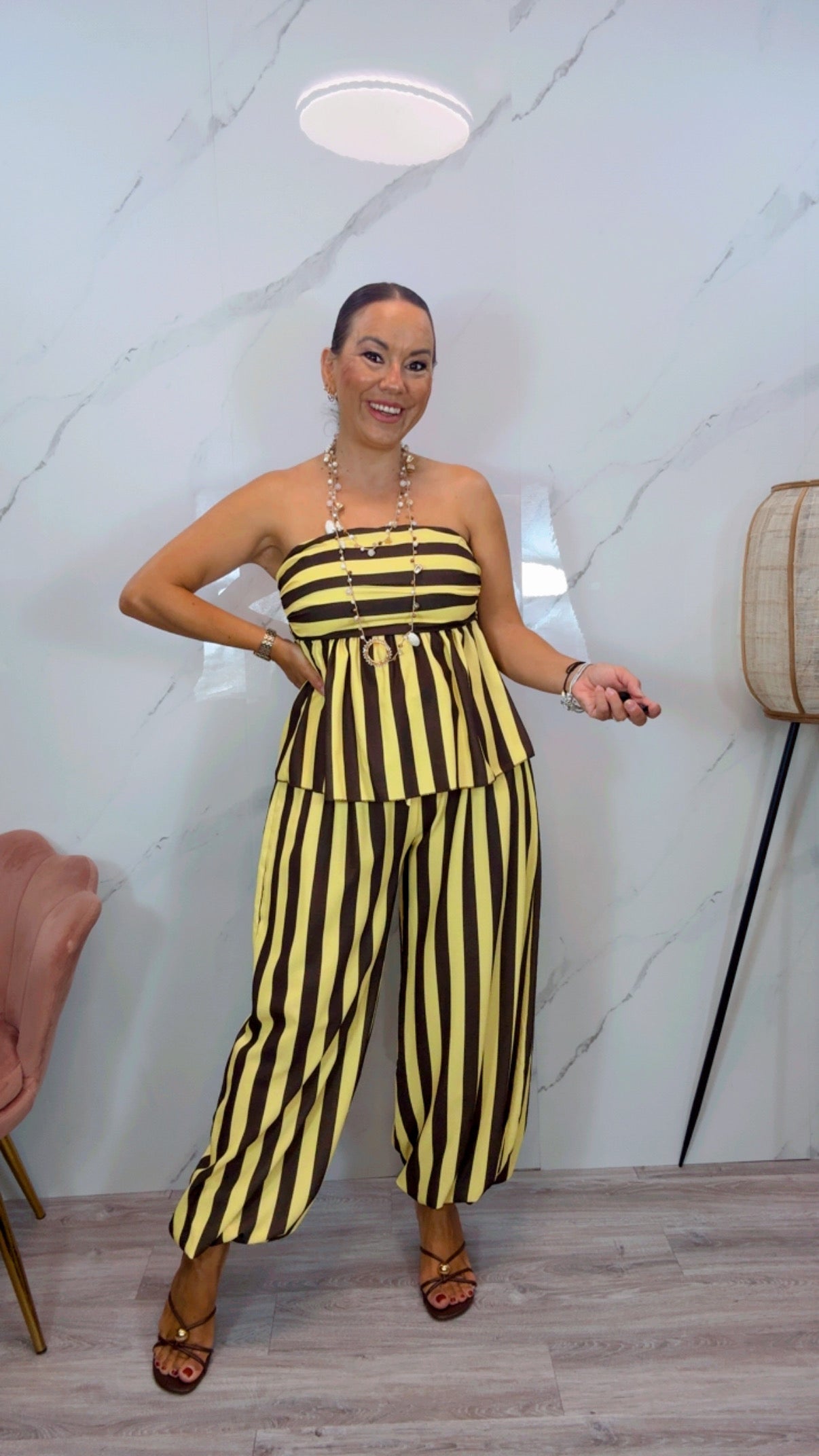 Conjunto Acapulco Rayas Amarillo