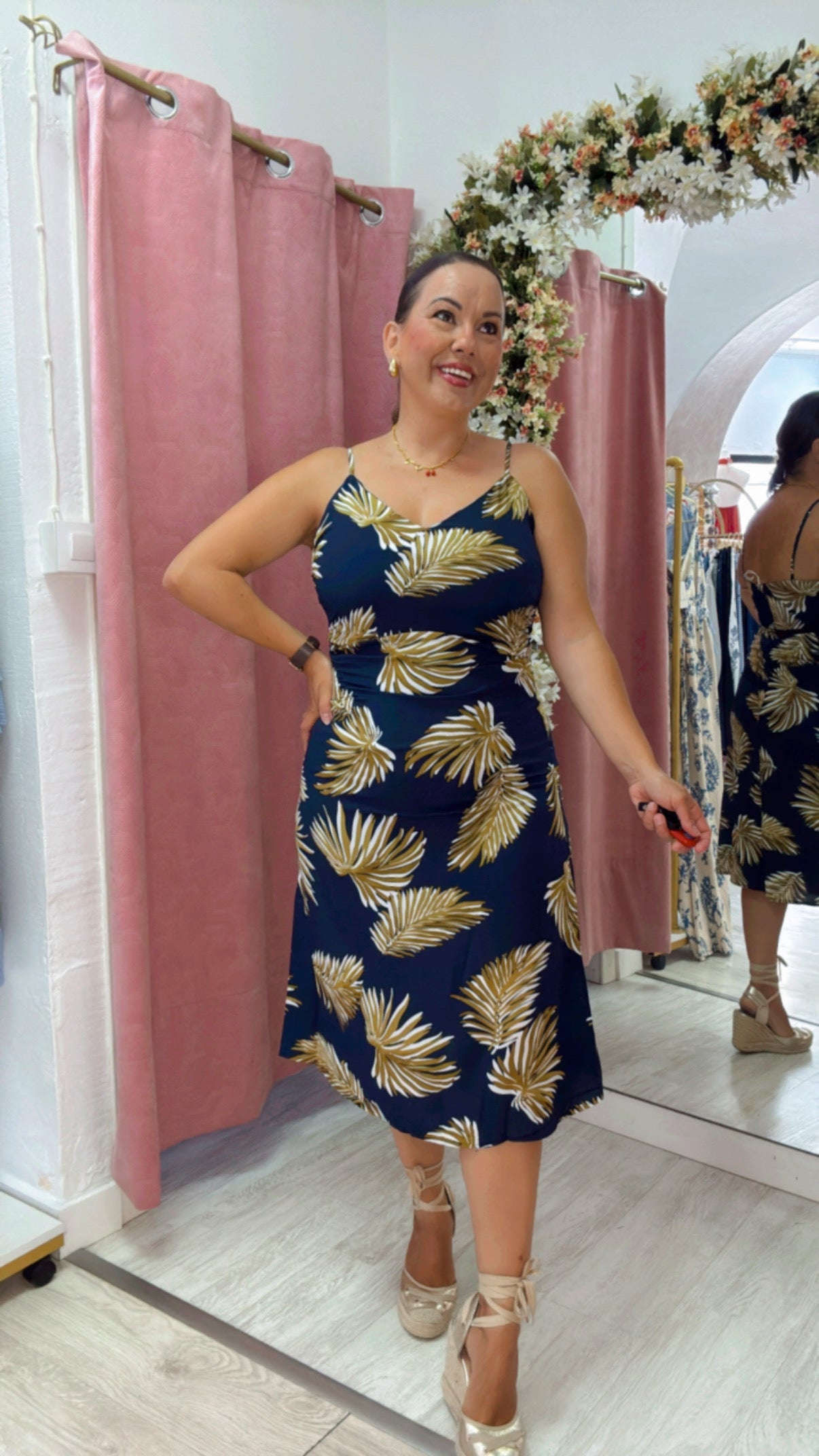 Vestido Palma azul Marino