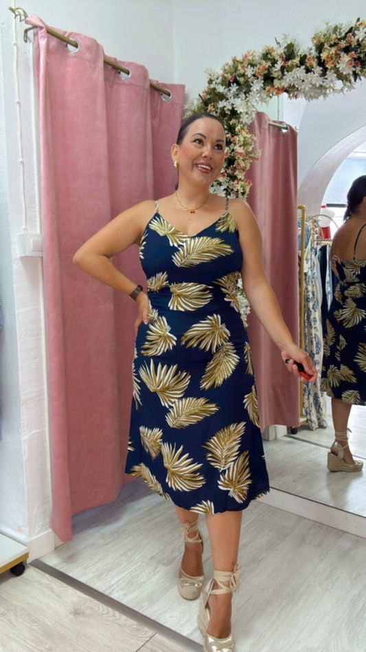 Vestido Palma azul Marino