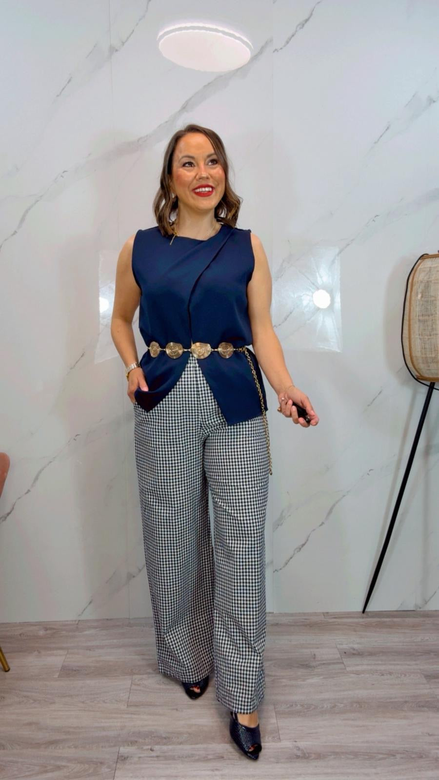 Pantalón Cuadros Vichy Azul