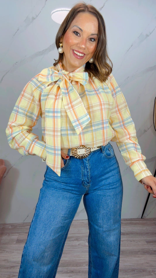 Blusa Lazo cuadros amarilla