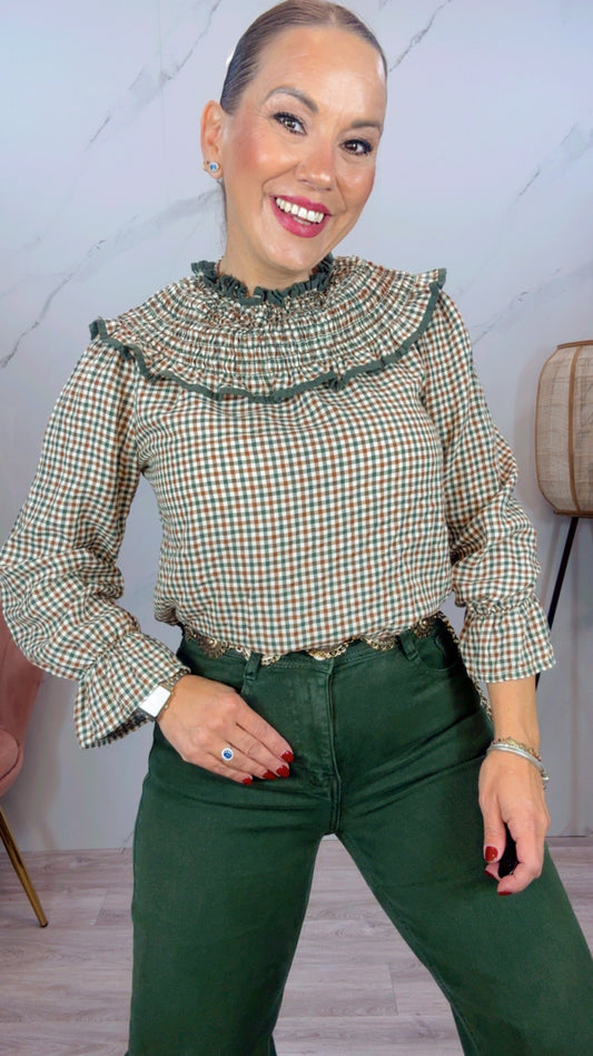 Camisa cuadro Vichy verde