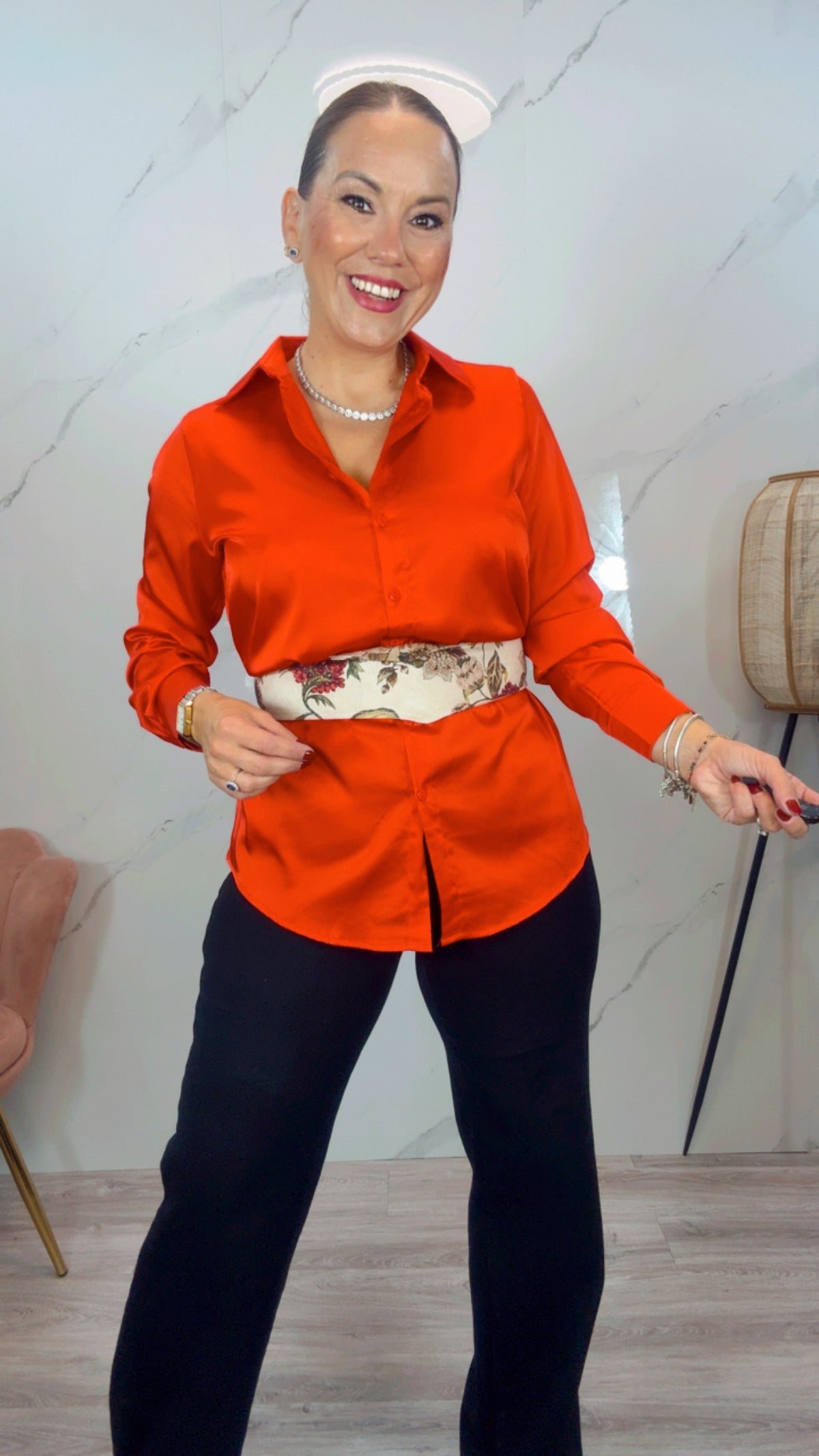 Camisa Satinada Roja