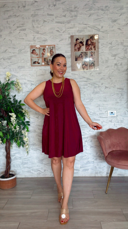 Vestido Olas Burdeos