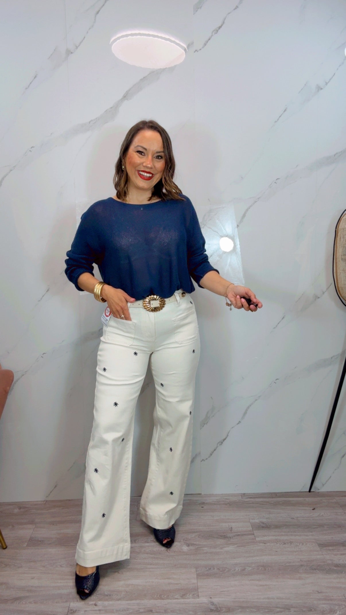 Pantalón Margaritas azul Marino