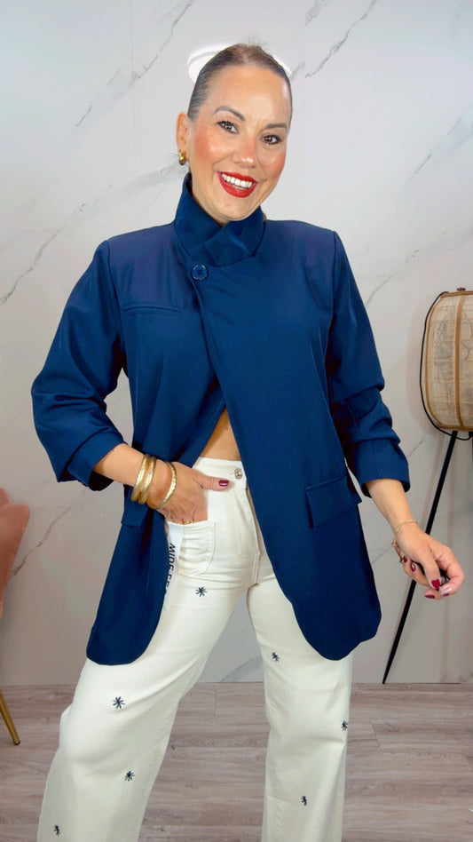 Chaqueta Cruzada Azul Marino