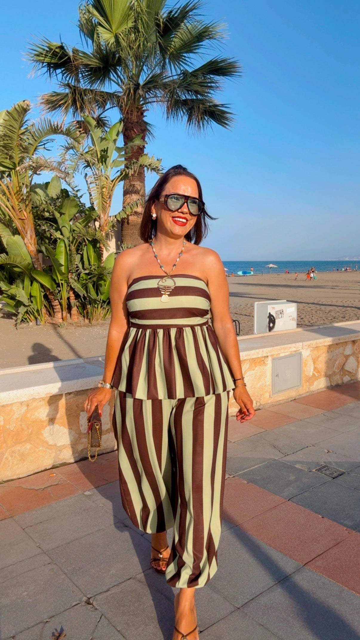 Conjunto Acapulco rayas verdes