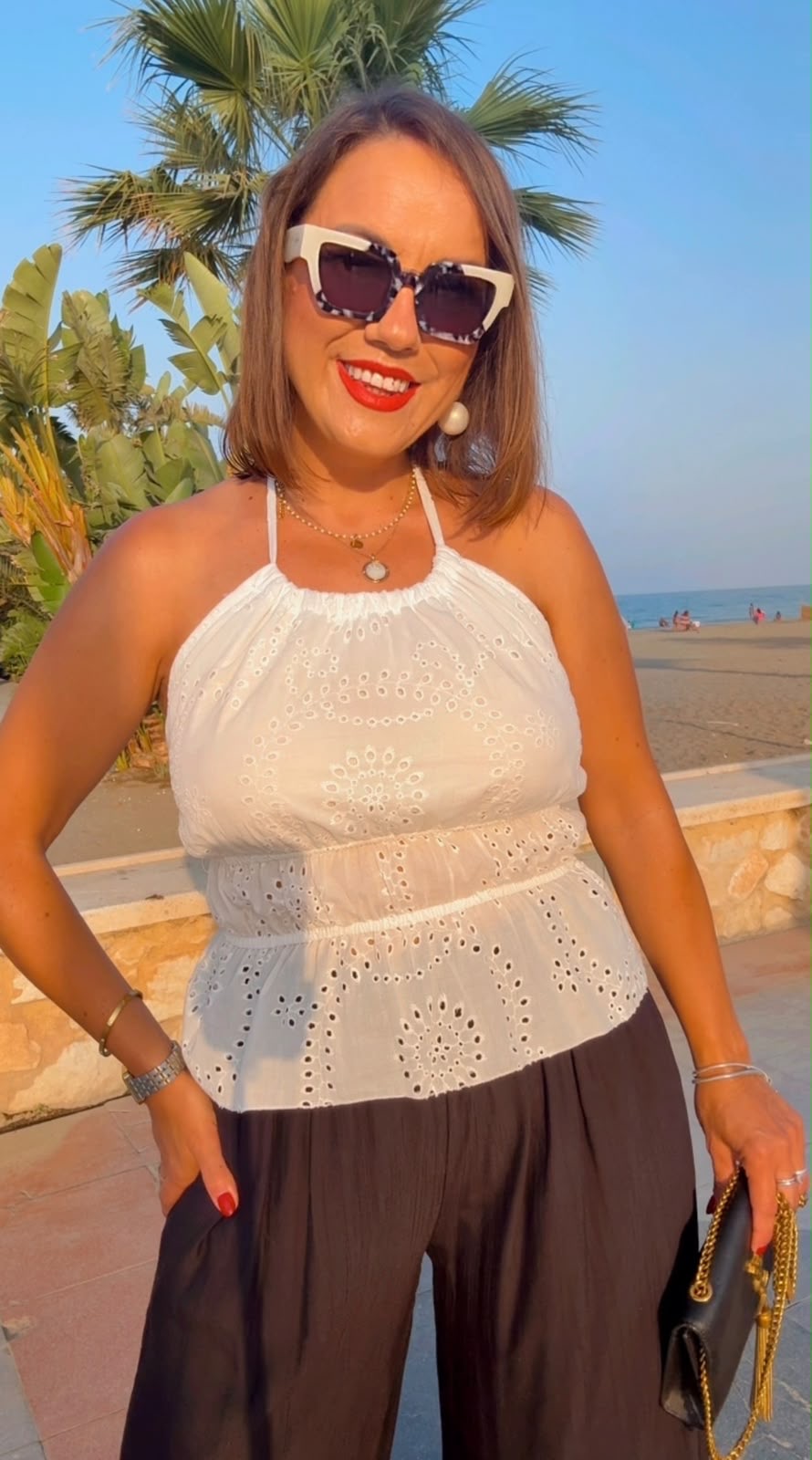 Top perforado Blanco