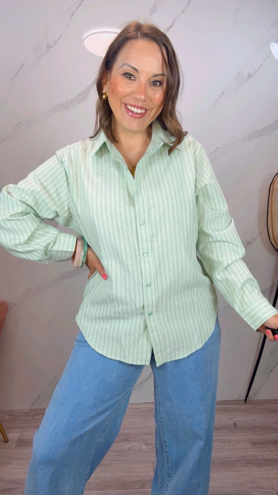 Camisa Agua Marina Rayas