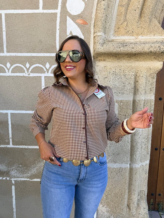 Camisa Cuadros Vichy Marrón