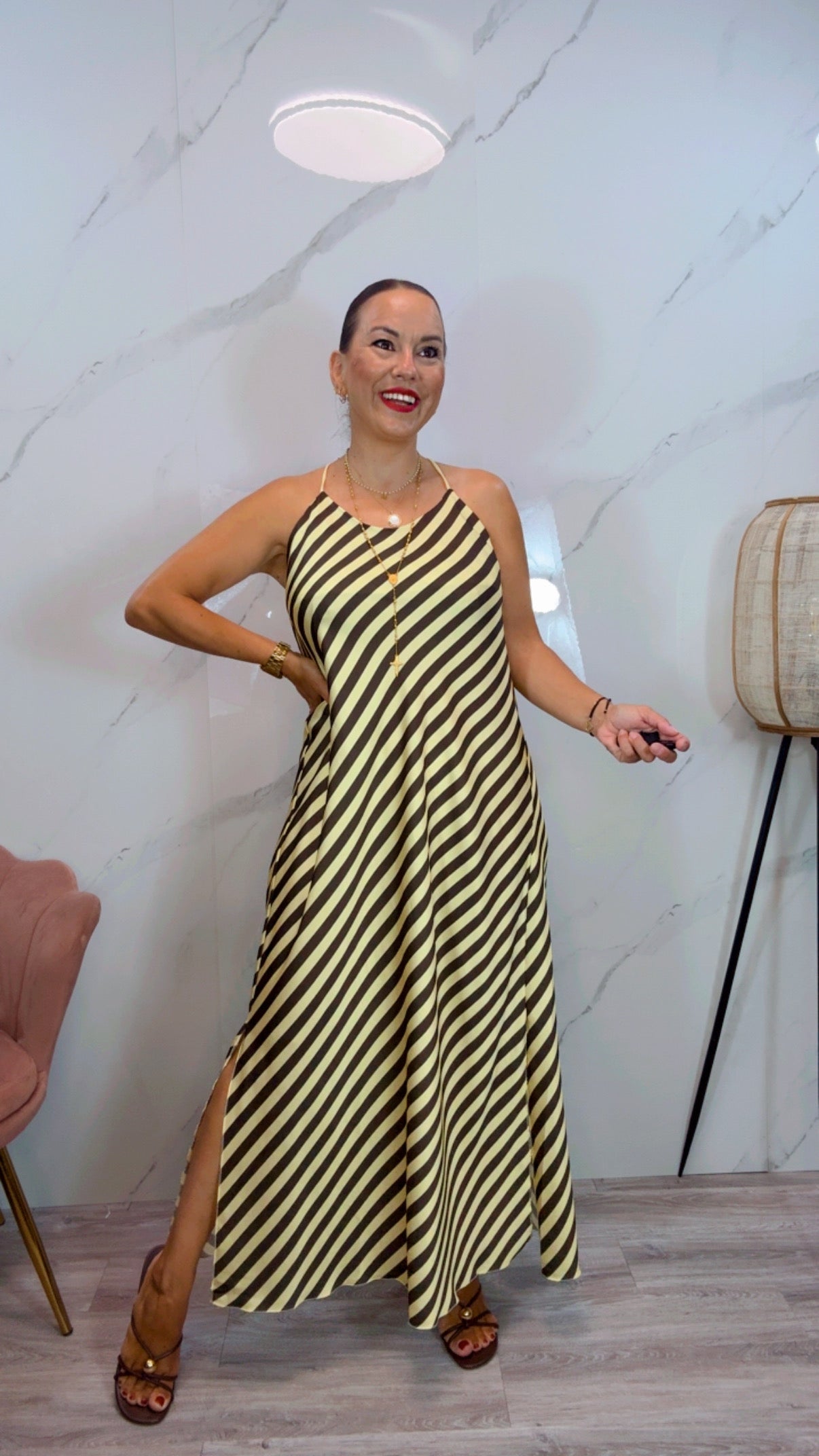 Vestido Almería Marrón y Amarilla
