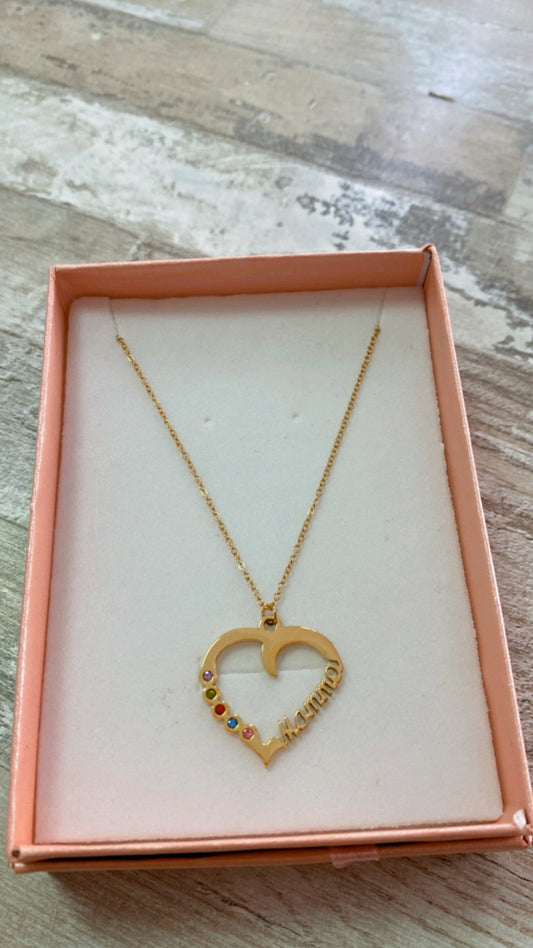 Colgante Corazón Piedras Colores Mamá