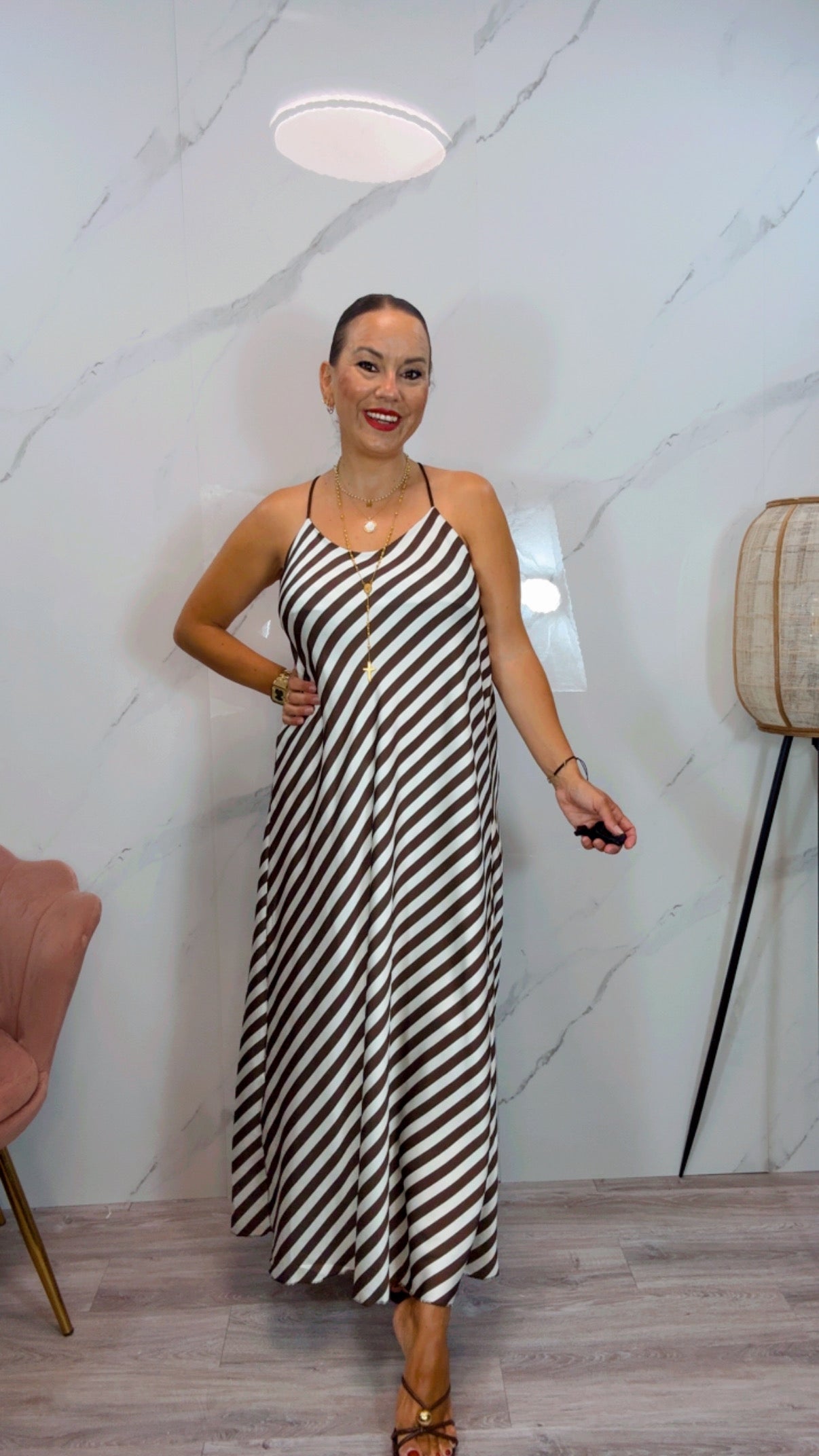 Vestido Almería Marrón y Blanco