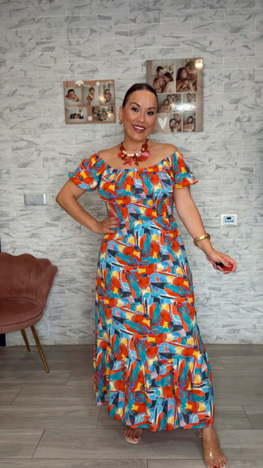 Vestido Acuarela Rojo