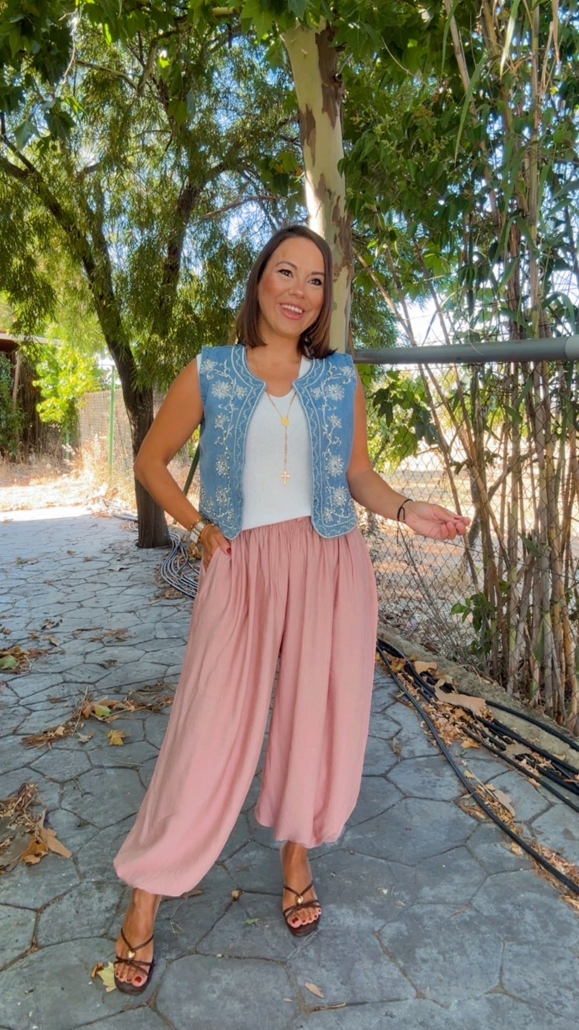 Pantalón Bombacho Rosa Empolvado