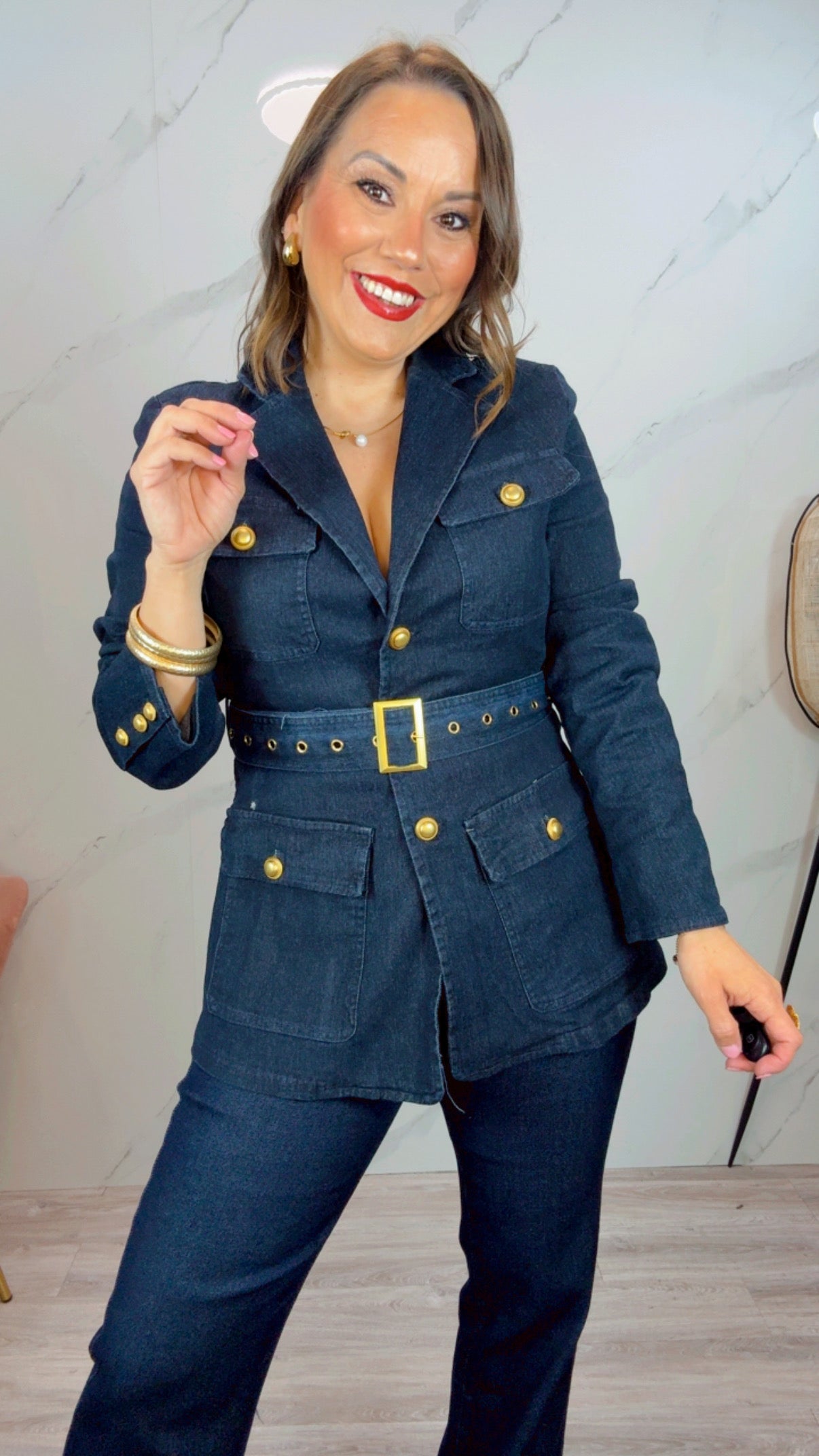 Chaqueta Almirante Denim Oscura