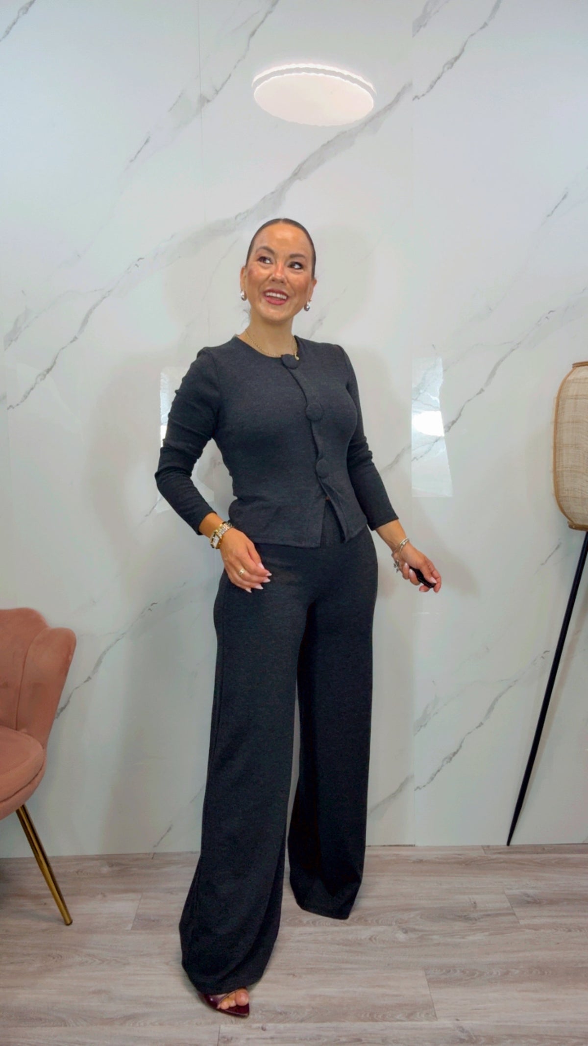 Conjunto Botón Negro Jaspeado